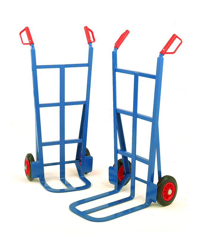 An image of Industrial Splay-back Solid Wheel sack truck with large toe - 200kg Capacity